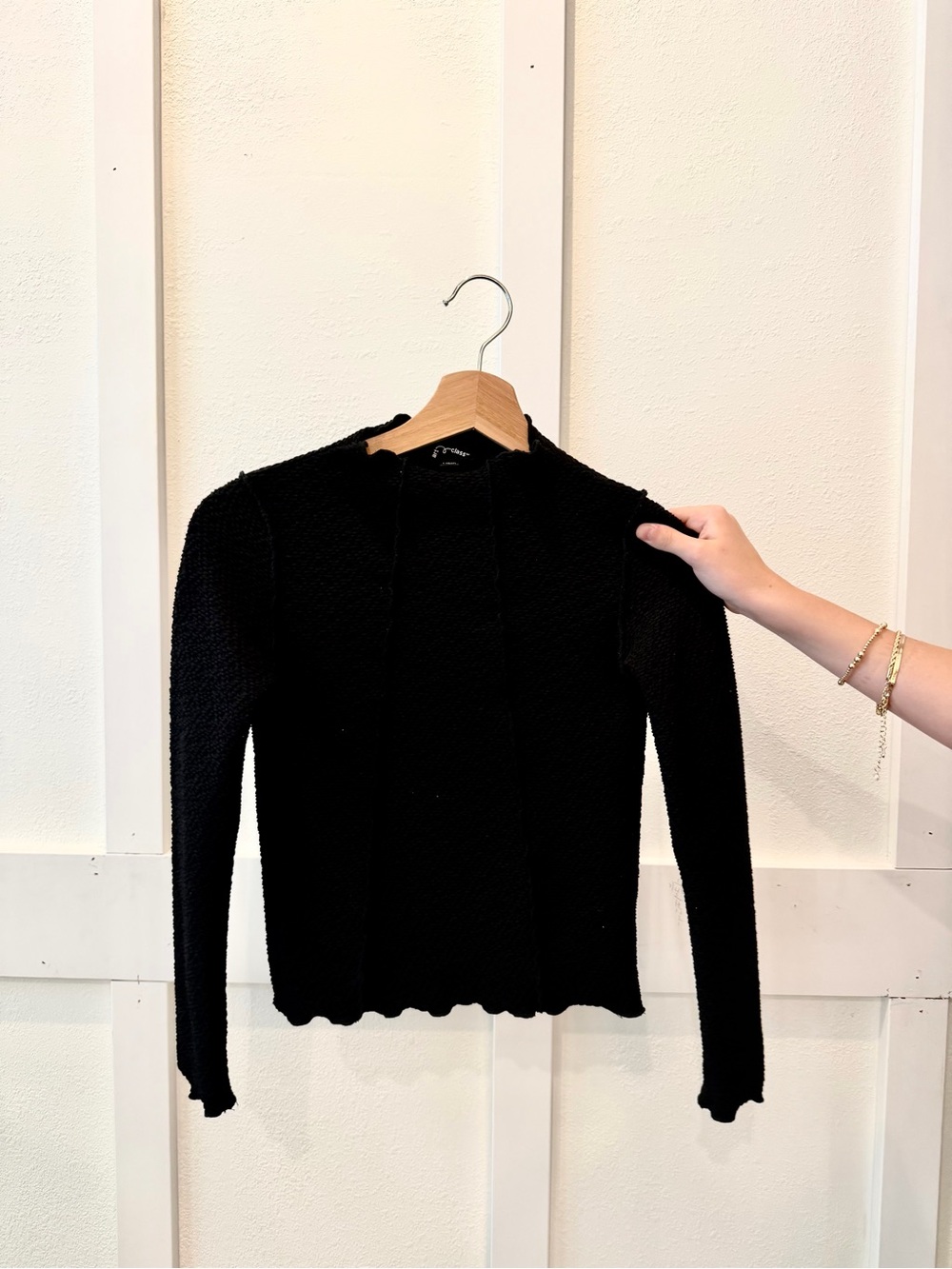 Black Long-Sleeve Knit Top